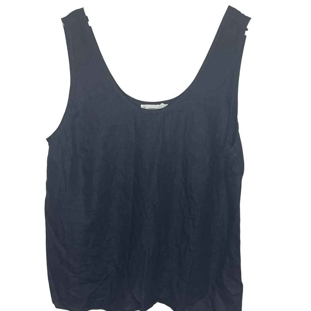Everlane Womens Tank Top Size 14 Black 100% European Flax‎ Linen Sleeveless